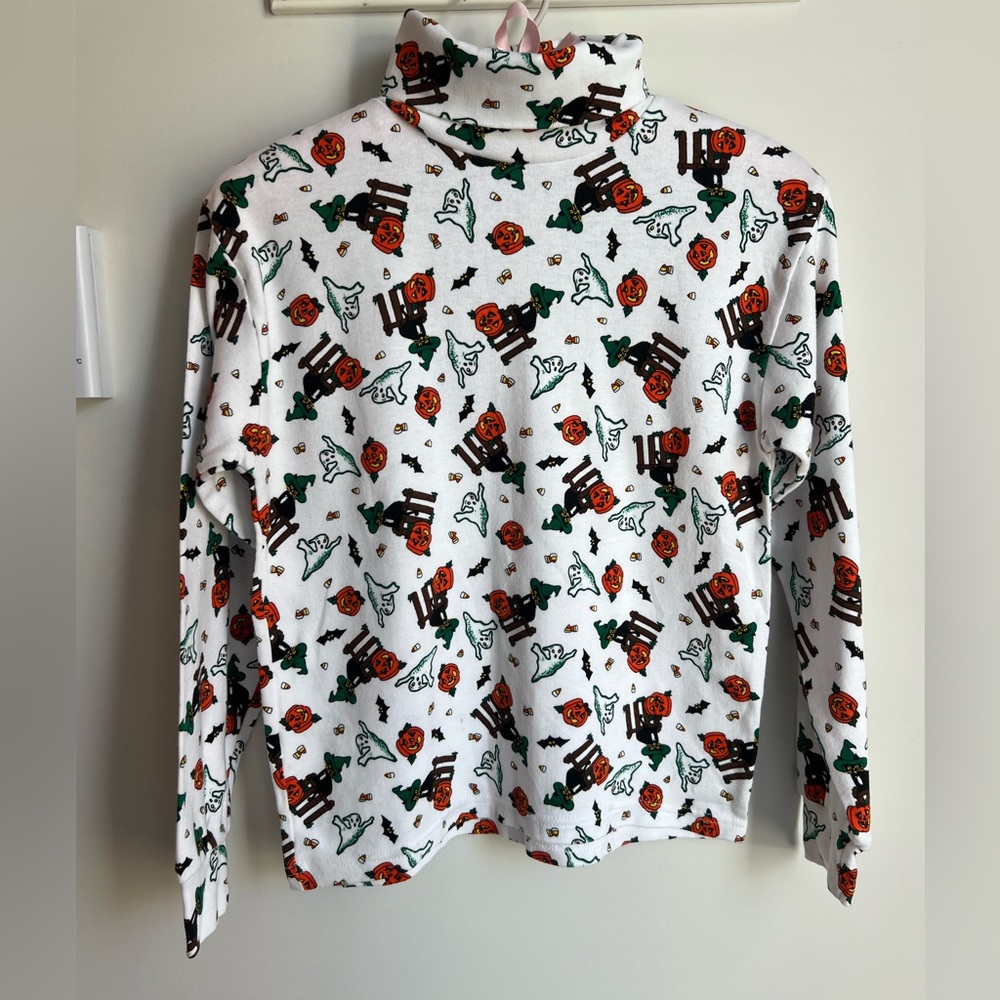 Vintage Halloween Turtleneck Lydia Jane Medium 10-12 Made in USA Pumpkin Cats